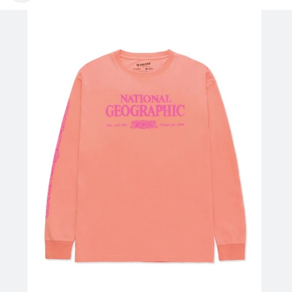 NWT National Geograpy x Park Project Legacy Puffy Print Long Sleeve Coral S - Picture 2 of 7